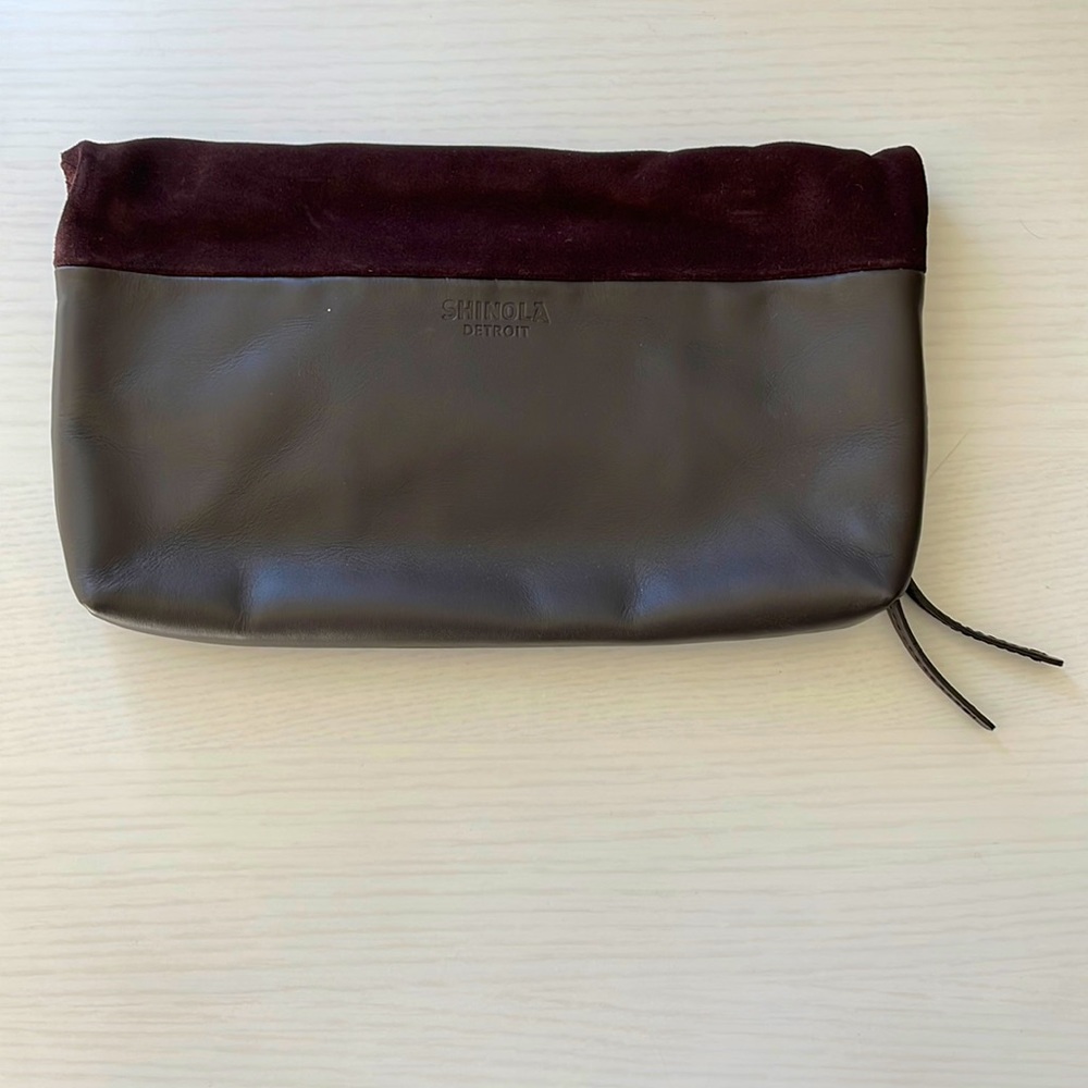 Brand New Shinola Suede and Leather Folder-over Clutch